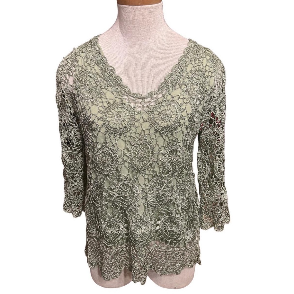 Joseph A Green Embellished Cropped Blouse
